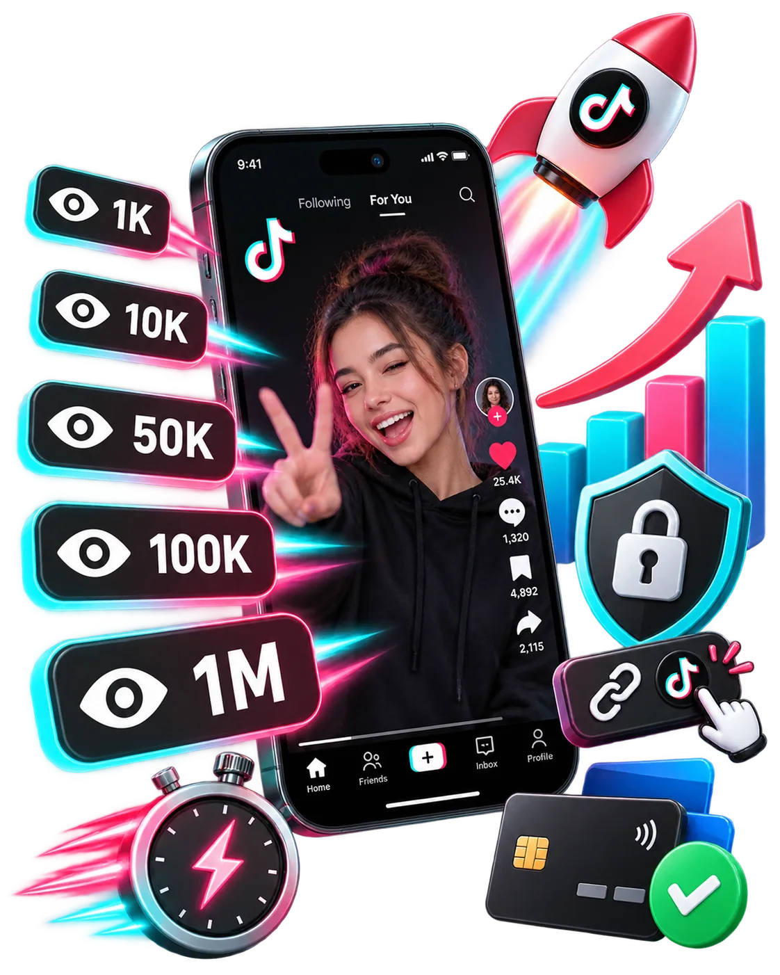 Ordering TikTok views using a video link