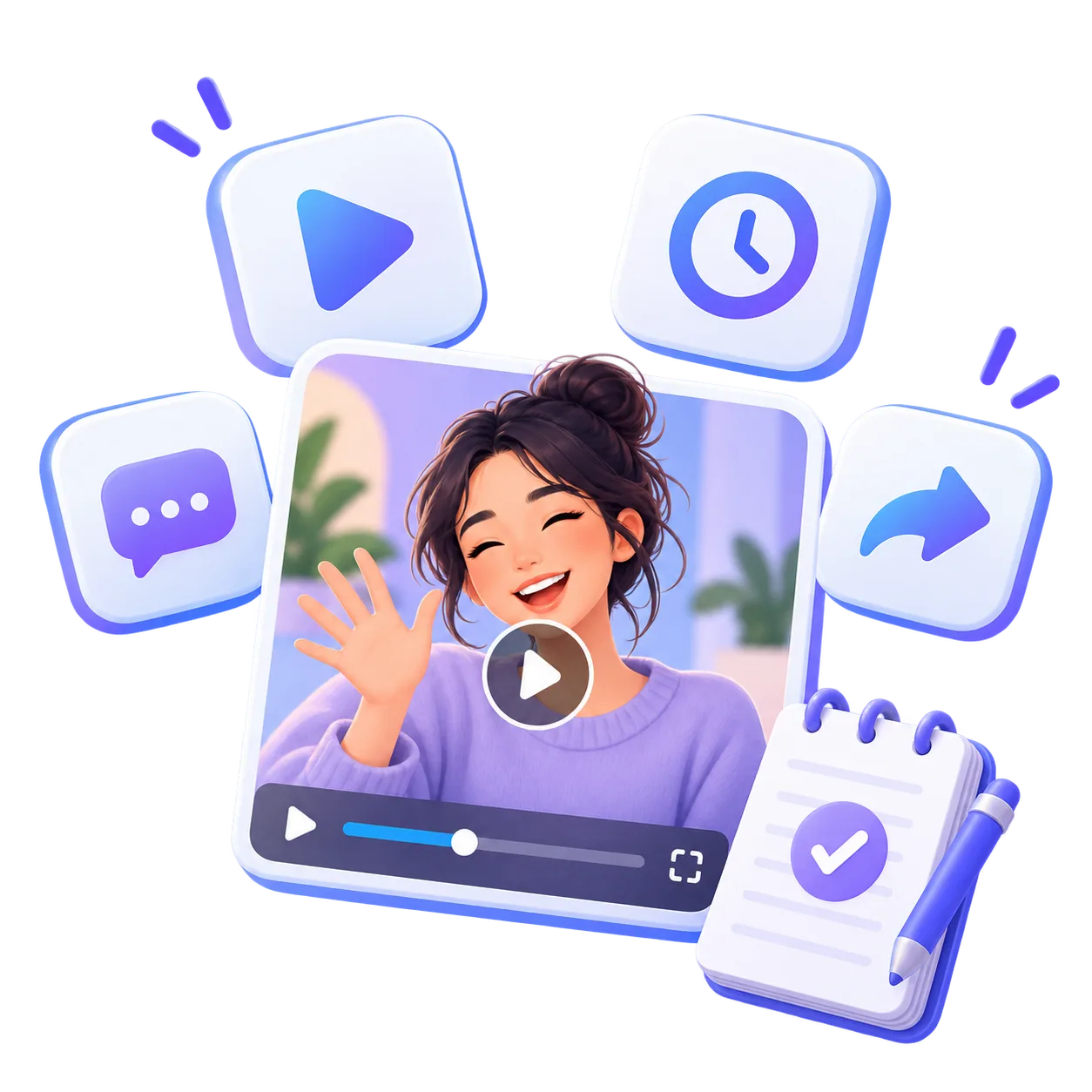 Illustration of reviewing video views, watch time and audience responses separately.