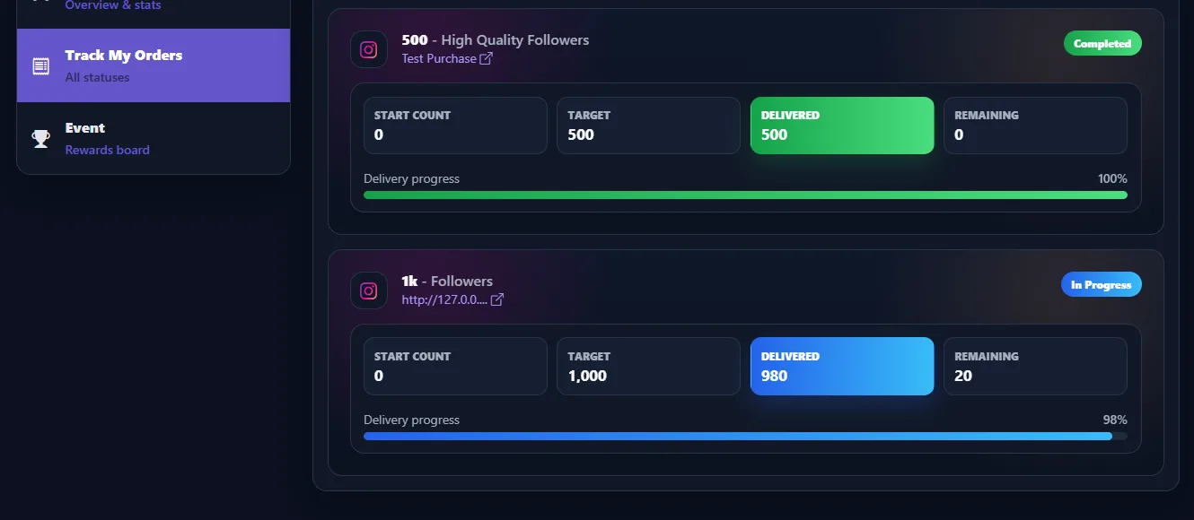 Watch live order progress here